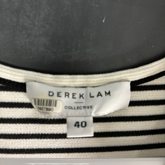 Derek Lam Collective Black White Striped Dress V-Neck Various Sizes - Picture 7 of 7